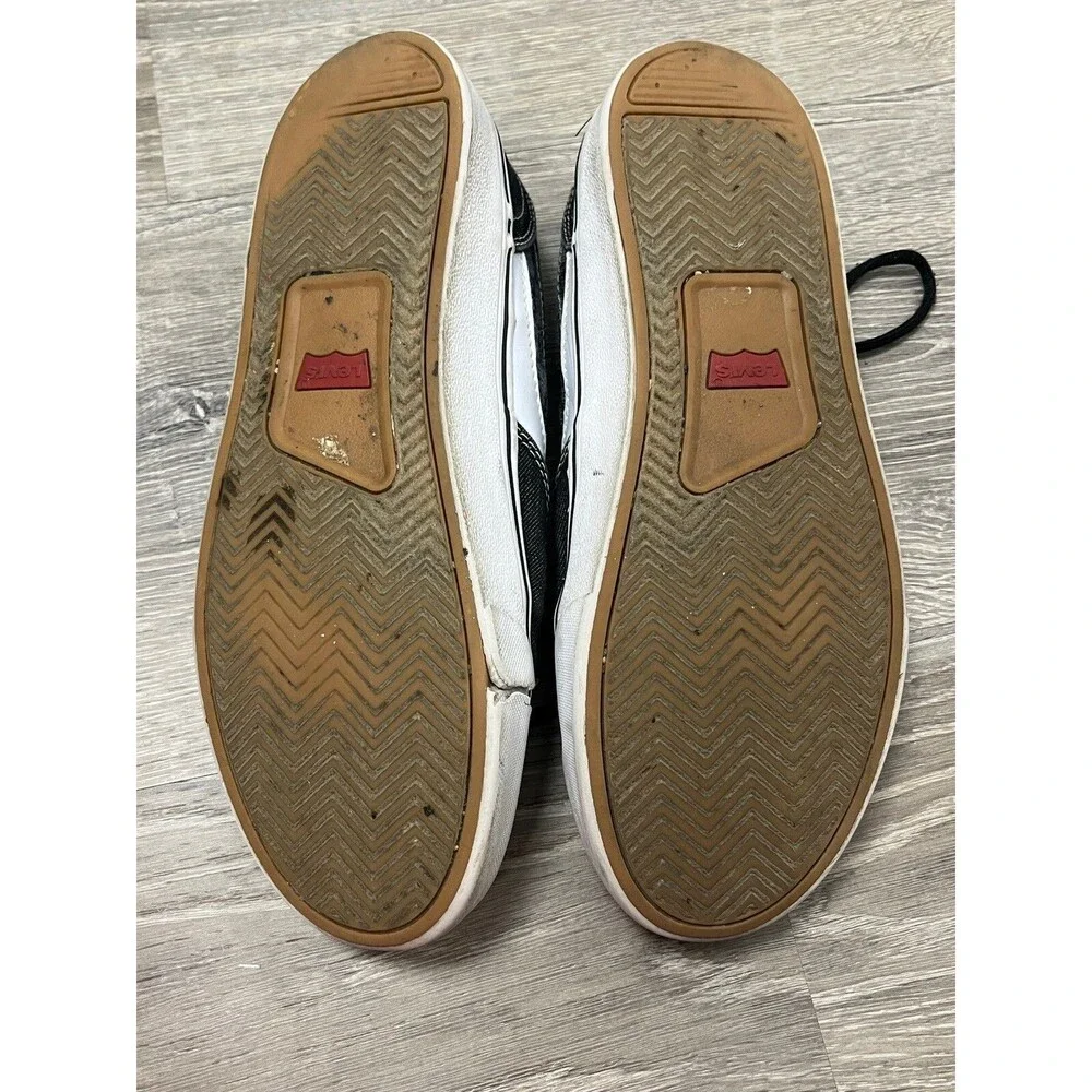 Levi’s Low Top Sneakers Mens 8.5 Black Gray Canvas Logo Lace Up Shoes Streetwear